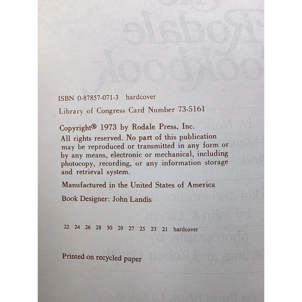 The‎ Rodale Cookbook Natural Foods Recipes Nancy Albright Hardcover 1973 Vintage